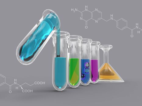 Illustration of a test tube Science with a flamboyant