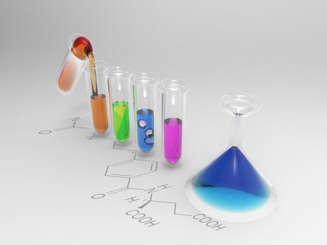 Illustration of a test tube Science with a flamboyant