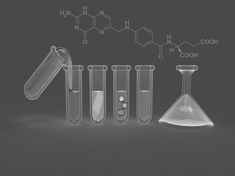 Illustration of a test tube Science with a flamboyant