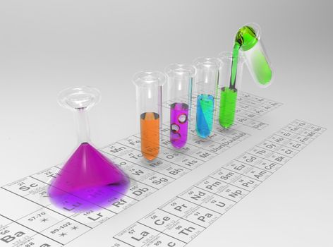 Illustration of a test tube Science with a flamboyant