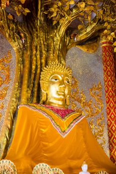 Buddha image in temple hall,Chiangrai temple,Thailand