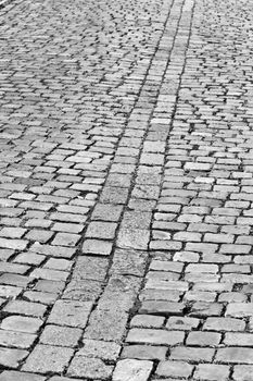 Street pavement and old cobblestones in Prague