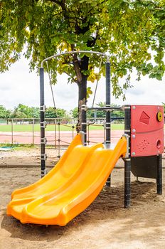 Colorful playground equipment on the playground