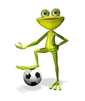 illustration  merry soccer player frog with ball