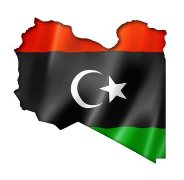 Libya flag map, three dimensional render, isolated on white