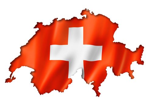 Switzerland flag map, three dimensional render, isolated on white
