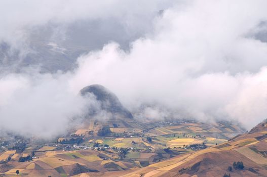 Clouds on the fields of Zumbahua in Ecuadorian Altiplano. Highland Andes near Quilotoa lagoon, South America