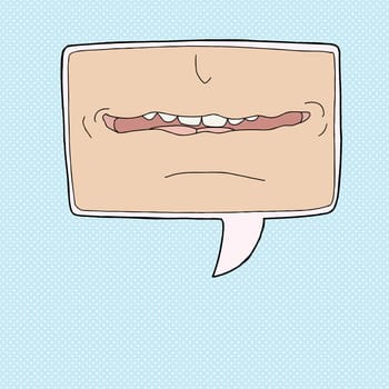 Single talkative mouth in cartoon word bubble