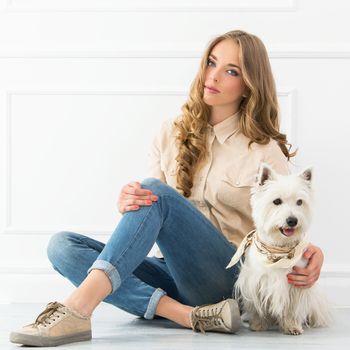 Attractive woman with dog