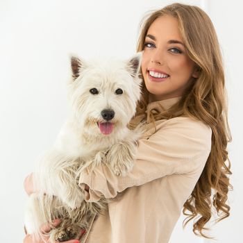 Attractive woman with dog