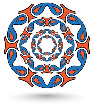 abstract mandala tribal blue and orange color