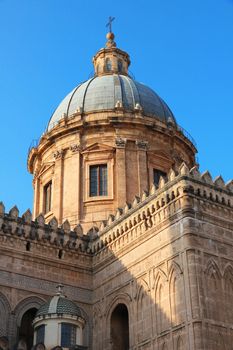 Italy. Sicily island. Palermo city. Cathedral (Duomo) at sunset