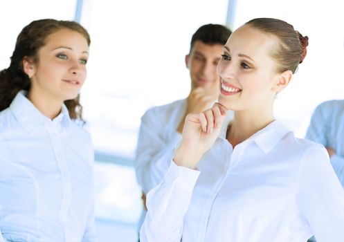 friendly businessmen discussing a joint task, team work