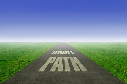 Following the right path concept with open road leading towards the horizon