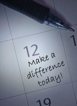 Make a difference today handwritten calendar entry