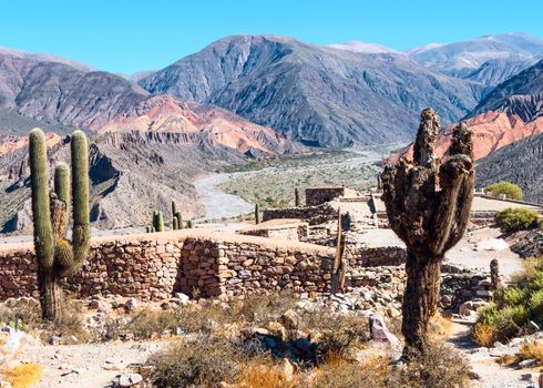 Colourful valley of Quebrada de Humahuaca, central Andean Altiplano, Argentina