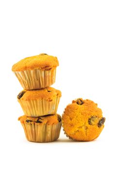 Stack of cup cake on white background