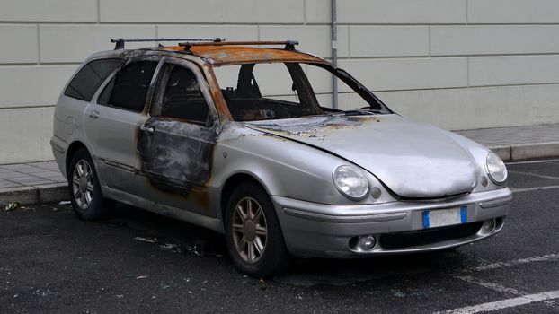 Car burned probably from vandal overnight