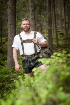 A traditional bavarian man in the nature