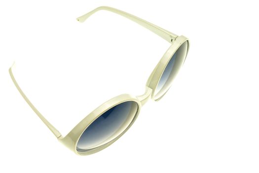 White sunglasses of woman for protection sun ray isolated with white background.