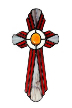 Stained glass cross made using the foil method

