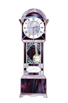 Fully operational grandfather clock made in stained glass 
