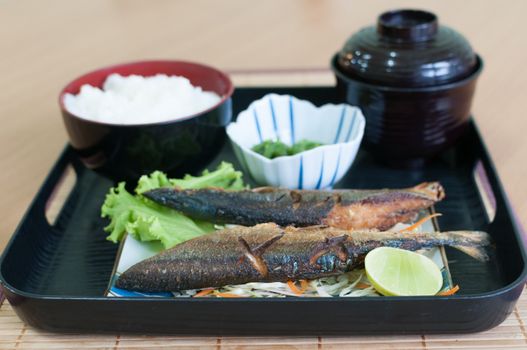 San-ma fish, Grilled fish with salt, japanese cuisine
