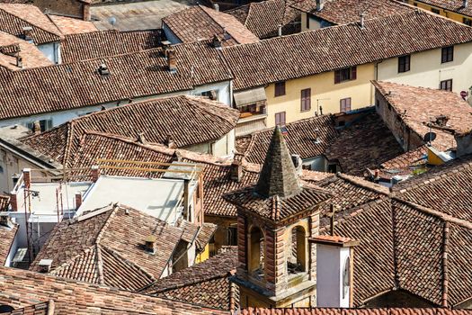 Views of buildings and rooftops of the old village in Italy