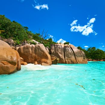 Beautiful beach at Seychelles, Praslin, Anse Lazio