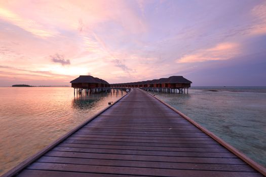 Beautiful sunset at Maldivian beach