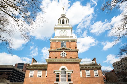 Independence Hall in Philadelphia Pennsylvania from the south side, site of the signing of the Declaration of Independence in 1776