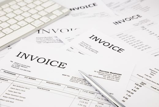close-up difference invoices and bills, paperwork at office, concept and ideas