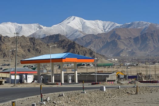 petrol station in leh town, Leh Ladakh, India