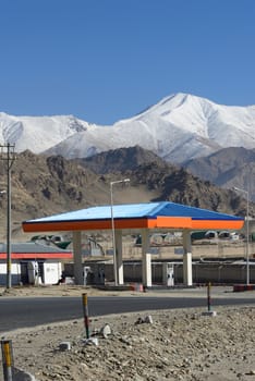 petrol station in leh town, Leh Ladakh, India