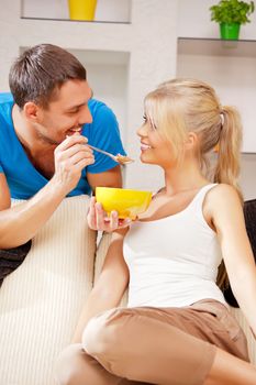 bright picture of happy couple with muesli