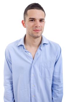 young casual man portrait, isolated on white