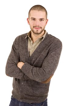 young casual man portrait, isolated on white