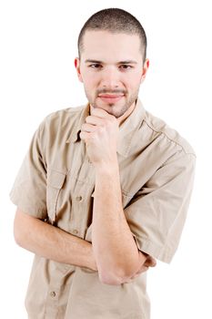 young casual man portrait, isolated on white