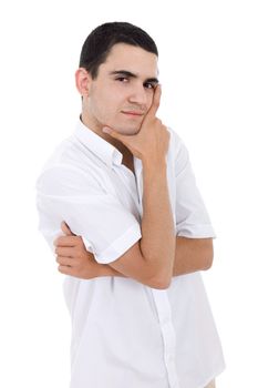 young casual man portrait, isolated on white