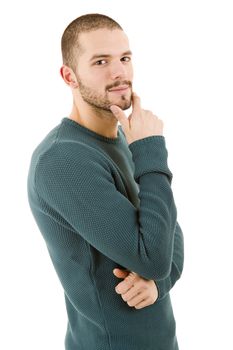 young casual man portrait, isolated on white