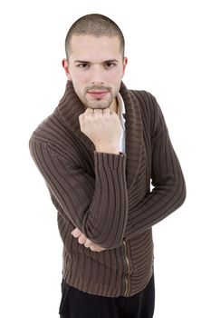 young casual man portrait, isolated on white