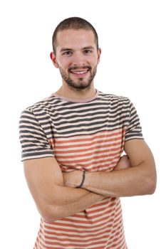 young casual man portrait, isolated on white