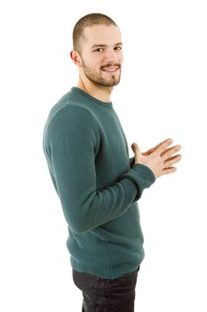 young casual man portrait, isolated on white