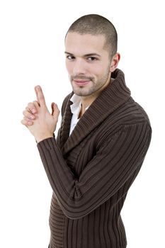 young casual man portrait, isolated on white