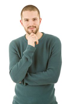 young casual man portrait, isolated on white