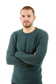 young casual man portrait, isolated on white