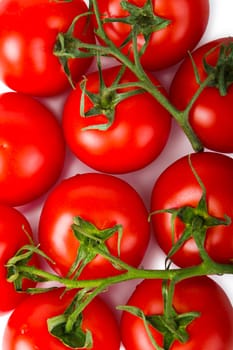 Ripe Tomatoes Isolated On White Background - Stock Image