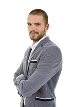 young casual man portrait, isolated on white