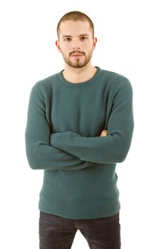 young casual man portrait, isolated on white