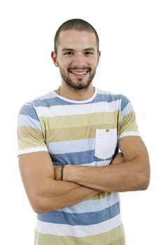 young casual man portrait, isolated on white